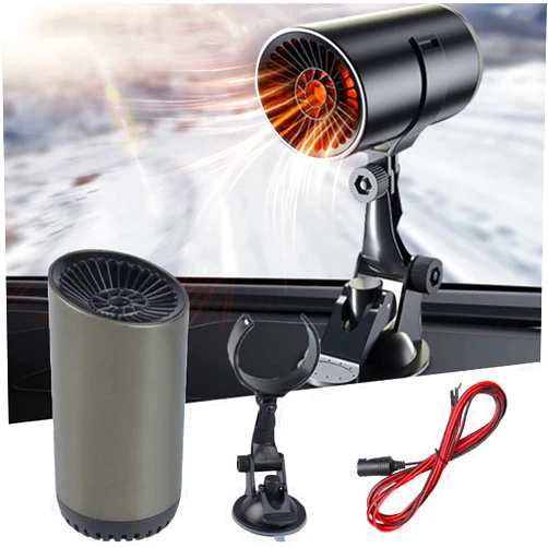 Gsdxz Cup Shape Car Warm Air Blower, 12V 150W Portable Auto Car Fast Heater Defroster Demister 360° Rotation with Suction Cup, Heating Cooling Function Car Windshield Demiste (General type)