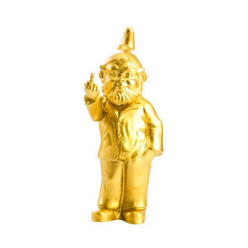 OTTMAR HORL Gnome Sculpture Decor - Flipping Middle Finger - Outdoor or Indoor Molded Art Statue - Molded Plastic - Large 14.57