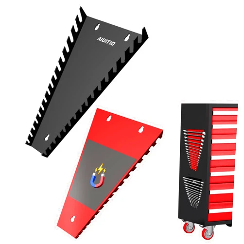 AIUITIO 2 Pack Magnetic Wrench Organizer, 32-Slot Magnetic Wrench Organizer Tray for Tool Box & Wall Mounted,Wrench Holder Fit SAE (1/4
