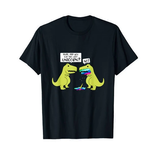 Dino Humor Teez Funny Did You Eat The Last Unicorn Dinosaur Short Sleeve T-Shirt