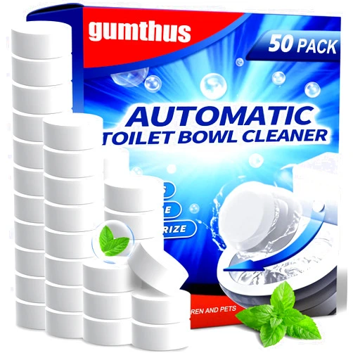 Gumthus Automatic Toilet Bowl Cleaner Tablets,Bleach Descale&Deodorize-Tank Drop-In Tablets for Stain&Limescale Removal, Fresh Scent, Septic-Safe, Compatible with effective Works with Toilets-easy to use