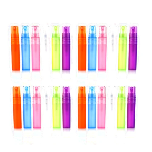 Elfenstall Elfenstal- 24pcs 5ml 1/6OZ Atomizer Empty Matte Plastic bottle Spray Refillable Fragrance Perfume Scent Sample Bottle Clean Cloth for Travel Party Makeup Tool free 3ml Pipette