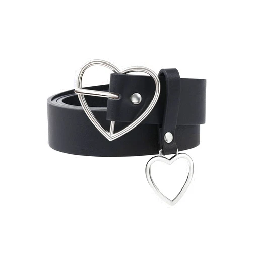 AWAYTR Women Leather Punk Waist Belt - Black PU Leather Body Adjustable Ladies Belts with Heart Buckle for Girls