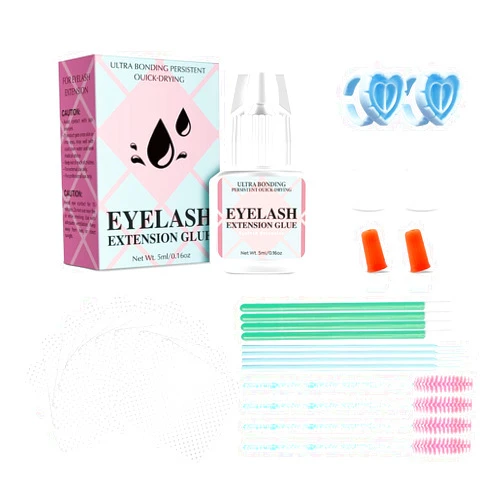 YIELDCROPPER Sensitive Eyelash Glue Kit, Cluster Lash Glue| 2-３ Weeks Long Lasting | Strong Hold | Waterproof | Low Fume Eyelash Glue for Self Application and Professional Use (5ml, Black)