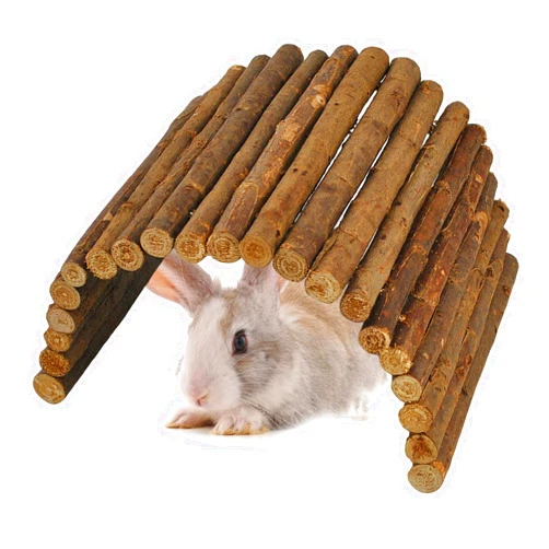 kathson Wooden Hamster Bridge,Guinea Pig Wood Ladder Bendable Tunnel Hideout Hut Small Animal Climbing Toys for Ferret Hedgehog Chinchilla Mice Rat Gerbil Baby Rabbit(15.7 x 6.0 in)