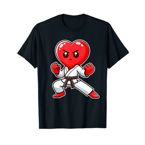 Kung Fu Valentine Kids Boys Girls Men Women Dad Valentine's Day Heart Karate Taekwondo MMA Martial Arts T-Shirt