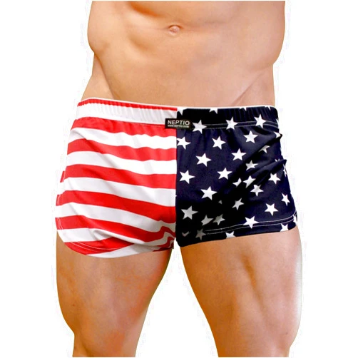 NEPTIO USA Flag Retro Athletic Side Split Short