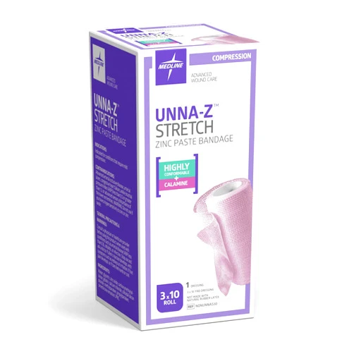 Medline Unna-Z Stretch Zinc Oxide Compression Bandage with Calamine, 3