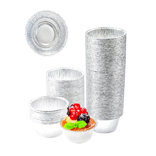 IMMISE Aluminum Foil Baking Cups, Disposable Ramekin 4 Oz Aluminum Cupcake liners, 150 Pcs Silver Foil Baking Cups Muffin Liners for Baking, Cupcake, Pudding, Egg Tart, Creme Brulee