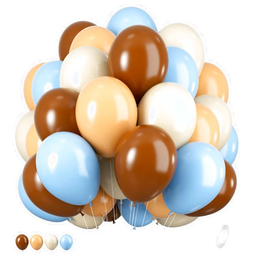 Biapian Blue and Brown Balloons, 12inch Bear Balloons Pastel Blue Beige Brown Latex Balloons, Baby Blue Cream Coffee Party Balloon For Teddy Bear Birthday Baby Shower Decorations