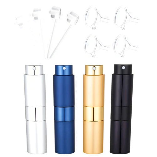TIGERMILLION Travel Perfume Atomizer Refillable, 8ml Leakproof Refillable Travel Perfume Atomizer Pack of 4pcs, Refillable Perfume Spray For Travel, Portable Mini Perfume Bottles for Women and Men