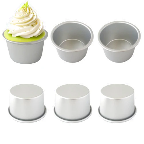 Heluok Aluminum Tart Pan Set, 6 PCS Popover Pan Single Serving Pastry, Large Muffin Pans, Baking Tool for Egg Tart, Yorkshire, Cupcake, Baba Au Rhum, Pot Pie (3.82x 2.95x 2.05 Inch)