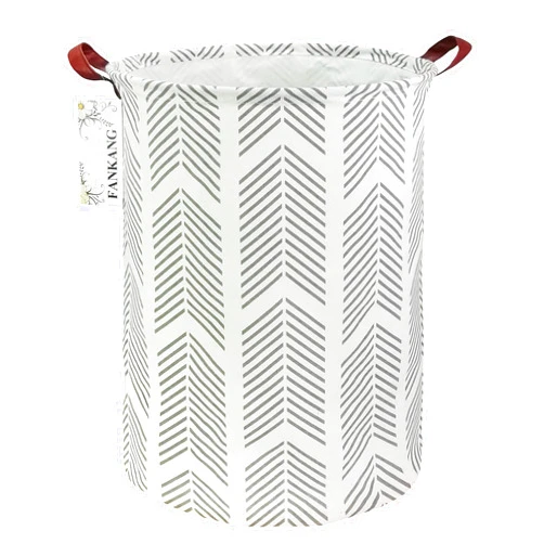 FANKANG Storage Basket, Nursery Hamper Canvas Laundry Basket Foldable with Waterproof PE Coating Large Storage Baskets for Kids Boys and Girls, Office, Bedroom, Clothes,Toys（Grey arrowhead）