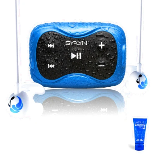 Underwater Audio 100% Waterproof SYRYN 2 Swimbuds Sport Bundle for Swimming with Music | 8 GB (2,000 Songs or 138 Hours of Audio) | Drag and Drop MP3, AAC, M4a, FLAC Using PC or Mac | No Spotify or Other Streaming