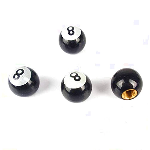 Un-branded 4X Eight Ball Black Car Tire Valve Stem Round Air Caps Covers Bike/ATV Universal