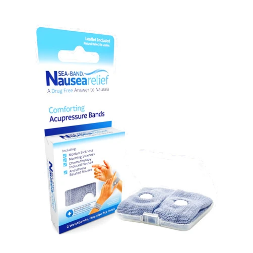 Sea-Band Anti-Nausea Acupressure Wristband for Motion & Morning Sickness, 1 Pair, Gray