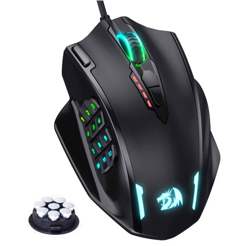 Redragon M908 Impact RGB LED MMO Gaming Mouse with 12 Side Buttons, Optical Wired Ergonomic Mouse with Max 12,400DPI, High Precision, 18 Programmable Macro Shortcuts, Comfort Grip