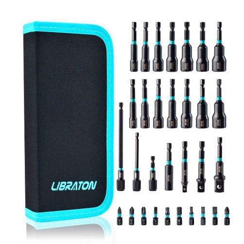 Libraton 31PCS Magnetic Nut Driver Set, Impact Drill Driver Bit Set 1/4