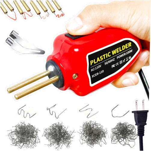 Fgo-togo 100W Plastic Welder with 1200PCS Hot Staples,Small Plastic Welding Staples Kit Hot Stapler Plastic Repair Welder Gun Welding Rods Kit for Car Bumper Repair Crack Kayak Most Plastic Repair