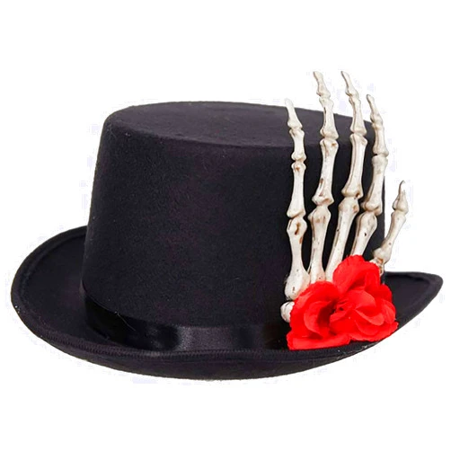 UNDERWRAPS Unisex Adults Deluxe Voo Doo Top Hat with Decorative Skeleton Hand