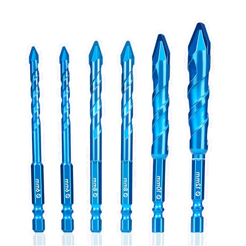 SONCHIE Head Eccentric Drill 1/4-inch 5/16-inch 3/8-inch 1/2- inch Set of 6 Carbide-Tipped Crooked Drill bit Masonry Drill Bit Sets forConcrete/Walls/Tiles/Glass/Hard Plastic/Cement/Granite, etc