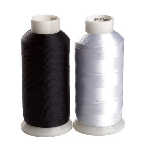 Simthreads 2 Bobbin Thread for Sewing and Embroidery Machine 5500 Yards Each - 60WT Polyester Bobbin Fill Thread Bottom Threads (1 White 1 Black)