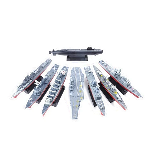 WANSUPYIN 2024 8Pcs 15cm Plastic Warship Aircraft Carrier 4D Model Model Cruiser Frigate Submarine Battleship Model Warship Model for Collection (Unassembled Kit)
