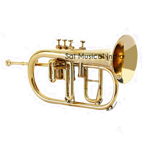 Queen Brass F-25 Flugel Horn Bb Pitch with Carrying Hardcase & Mouthpiece, Flugelhorn Harmon Mute 4 Valve in Nickel Finish, Perfect Gifting Option for Birthdays, Thanksgiving, Christmas