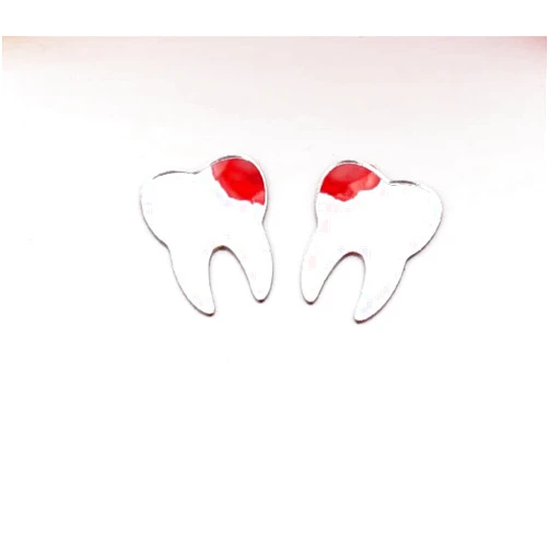 MEYA 50pcs of DIY Teeth Shape Wall Mirror Sticker, Dental Care Mirrored Teeth Decals for Dentist Clinic Party Decoration (1'', Silver Mirror)