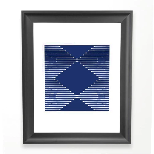 Society6 Geo (navy) by Summer Sun Home Art Framed Art Print (Scoop Black - X-Small 8 x 10-10x12)