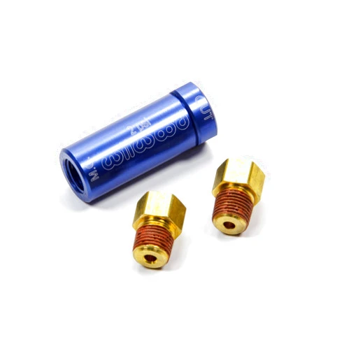 Wilwood Residual Pressure Valve, 2 lb, 1/8 in NPT Inlet, 1/8 in NPT Outlet, 3/8-24 in Inverted Flare Fittings Included, Aluminum, Blue Anodized, Disc Brake, Each