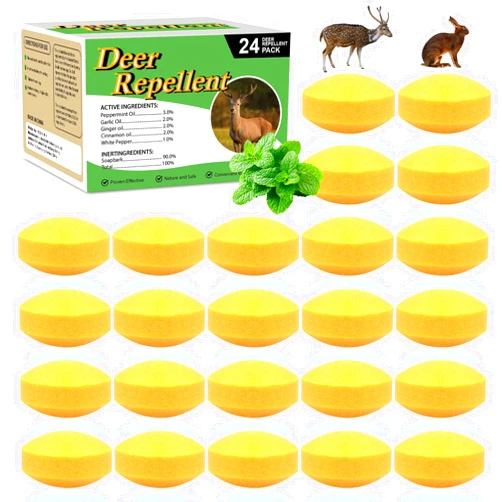 CKUKARM 24 Pack Deer Repellent, Deer and Rabbit Repellent Deer Deterrent Deer Rabbit Repeller for Plants Flower Vegetable Tree Keep Deer Rabbit Out of Lawn Garden