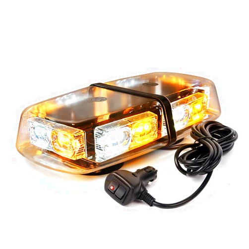 Xprite 36 LED Rooftop Strobe Beacon Mini Bar Lights 16 Flashing Modes Warning Hazard Light w/Magnetic Base for Emergency Vehicles Trucks Snow Plow Construction Cars Bus - White mix Amber