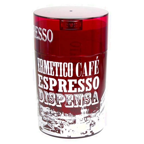 Tightpac America Inc. Coffeevac 1LB – Patented Airtight Container | Multi-use Vacuum Container Works as Smell Proof Containers for Ground Coffee and Coffee Bean Containers. Red Tint Roma