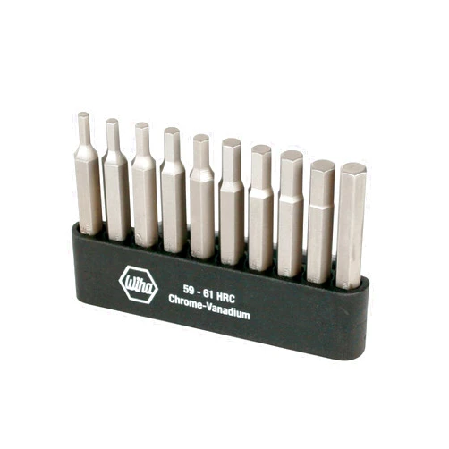 WIHA 74986 Hex Inch and Metric Power Bit Set with Holder, 10-Piece