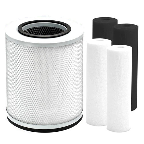 HSIAMEN FR200 Filter with 4 Pre-Filter Compatible with Austin Air Healthmate Junior & Junior Plus Air Purfier HM200 HM205, Compared to Part # FR200 FR205 Replacement, Black and White Prefilter, 1-Set