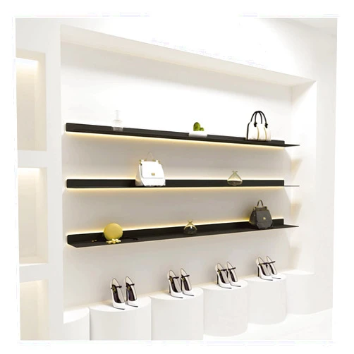 SHUICAO Wall Shelves 1 Pcs Black Floating Shelf with Double-sides LED Natural Light, Metal Floating Shelves Wall Mounted/Show Shelves Application in Multiple Occasions (Color : Black, Size : 60x20CM)