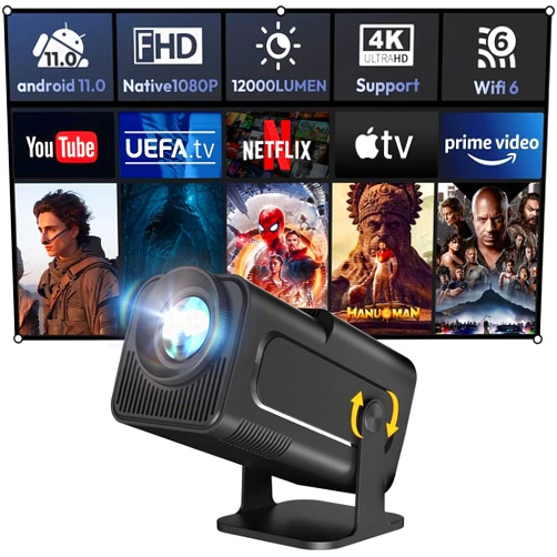 Umbolite Mini Projector with WiFi and Bluetooth 150-Inch Portable Outdoor Projector 1080P 4K Support WiFi 6 Auto Keystone Smart Movie TV Projector for Bedroom