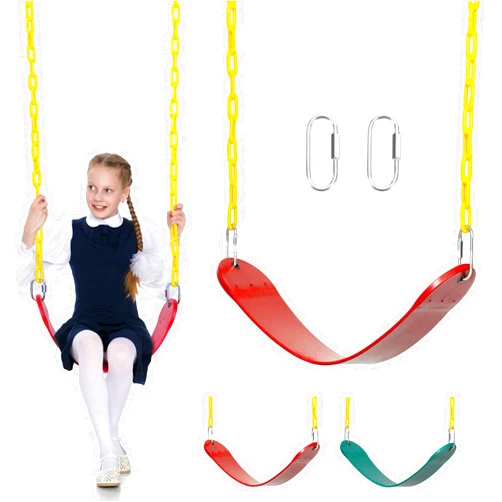 Homlife Heavy Duty Swing Seat Red Color with 68” Chain,Swing for Outdoor Swing Set,Support 550lb, Playground Swing Set Accessories Replacement with Snap Hooks(Red)