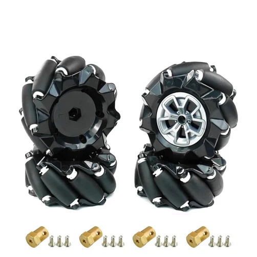 Yahboom Mecanum Wheel 65mm 80mm 97mm Omni Wheel with 6mm Hexagonal Metal Coupling Motor Connector Tire for AGV Smart Robot (97mm black mecanum wheel *4)