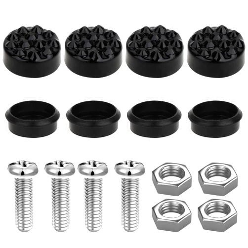 Psyqtsuary 16 Pcs License Plate Screw Caps Set Gloss Black License Plate Fasteners Anti-Theft License Plate Bolts License Plate Frame Universal License Plate Screws Decorative for Most Cars