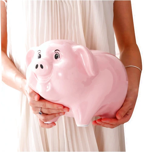 PIG WORLD 11''Large Pink Piggy Bank for Adults Must Break to Open,Piggy Bank for Boys,Ceramic Coin Bank,Girls Money Box Jar,alcancias de Dinero para adultos niños,Modern Home Decor Living Room