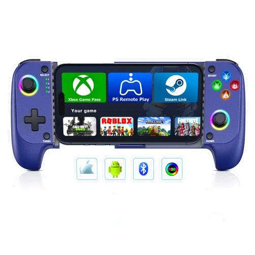 LIFUFUTEE Mobile Game Controller for iPhone/Android, Wireless Phone Controller Support Phone Case, RGB Gaming Controller Suitable for Xbox Game Pass, PlayStation, Steam Link, Roblox, Call of Duty & More