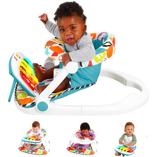 Fisher-Price Baby Portable Chair Deluxe Kick & Play Sit-Me-Up Floor Seat with Piano Learning Toy & Snack Tray for Infants to Toddlers