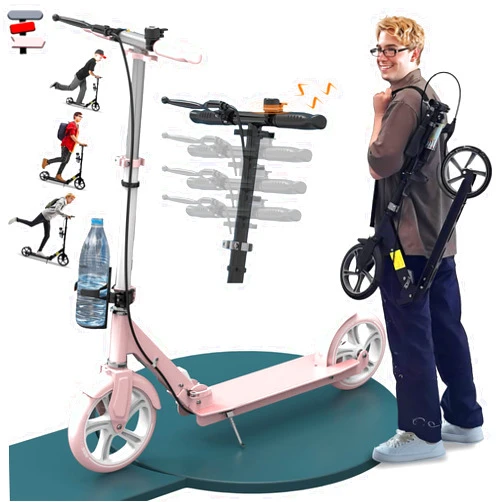 GLDDFDG Teens and Adults scooter, Max Load 330 lbs, scooter for kids, 9IN R ä der PU Big Wheel, Foldable, Lightweight, pro scooter, 4 Adjustable Levels,Teen and Adults