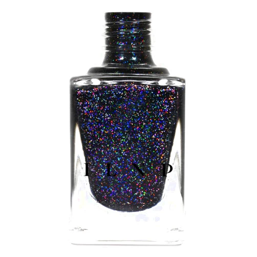 ILNP Cosmetics, Inc. ILNP Party Bus - Black Rainbow Flake Holographic Shimmer Nail Polish, Chip Resistant, 7-Free, Non-Toxic, Vegan, Cruelty Free, 12ml
