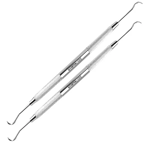 Utopia Care Professional Dental Tartar Scraper Tool, Dental Pick, 6.5 Inch Double Ended Tartar Remover for Teeth, Plaque Remover, Tooth Scraper, Silver, Pack of 2