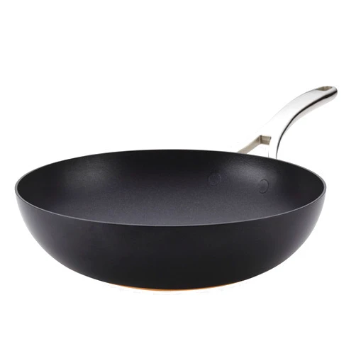 Anolon Nouvelle Copper Hard Anodized Nonstick Wok/Stir Fry Pan/Wok Pan - 12 Inch, Onyx Black
