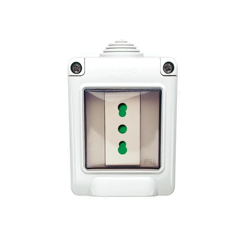 VIMAR 0T14901.BP Plana Housing IP55 + Socket Sicury 2P+T 16 A 250 V~ Italian Standard Type P17/11, IP55, Wall Mounted, White