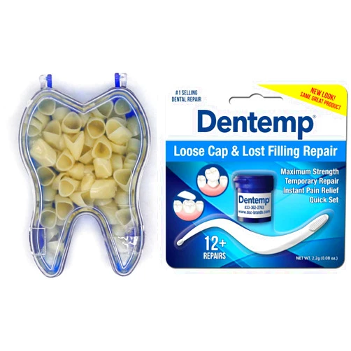 Impressive Smile Dental Temporary Crown Kit Anteriors Box/50 + Maximum Strength Dental Temporary Cement Loose Caps Repair